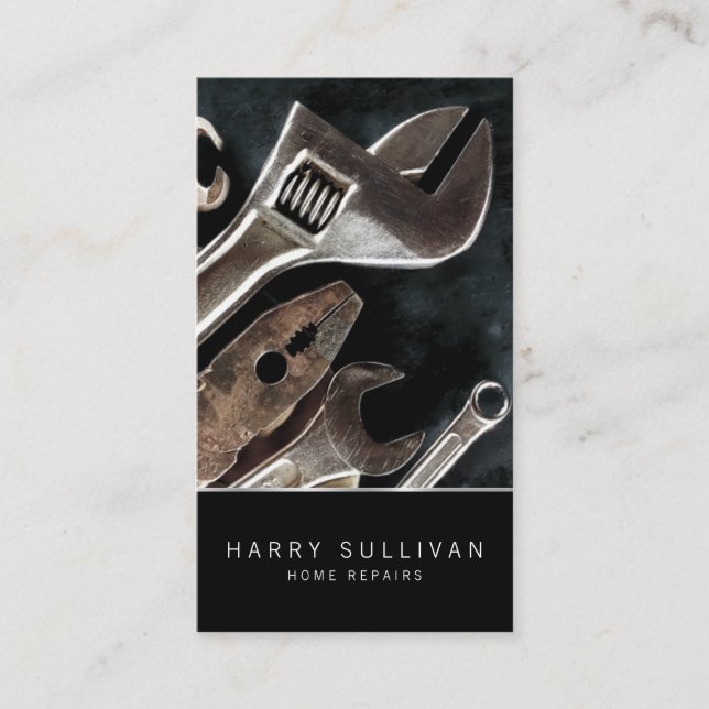Affärskortet mörk Verktyg Hemreparera Handyman Visitkort (Framsida)
