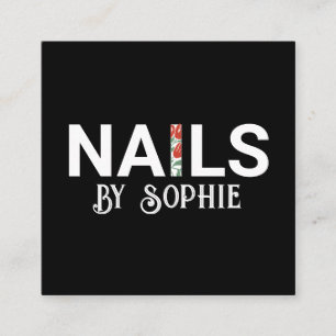 Affärskortet Nagel Tech Nail Art Black Square Fyrkantigt Visitkort