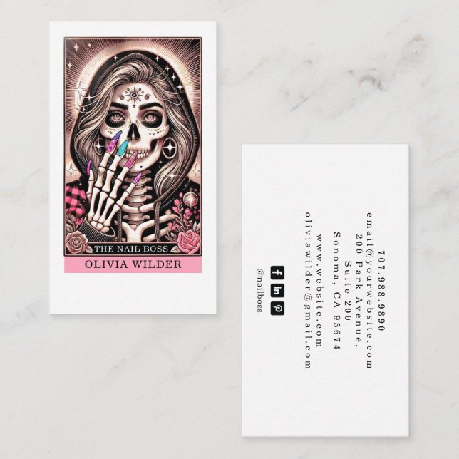 Affärskortet Nagel Tech Tarot Card Visitkort (Fram/baksida)