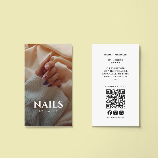 Affärskortet Nail Artist Photo QR-kod Visitkort (Skapare uppladdad)