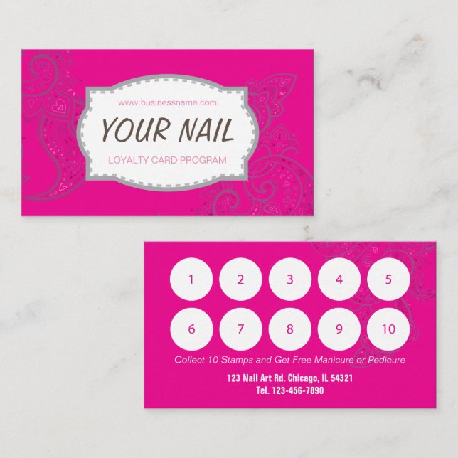 Affärskortet Nail Salon Loyalty  Visitkort (Fram/baksida)