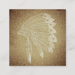 Affärskortet Native American Headdress Fyrkantigt Visitkort