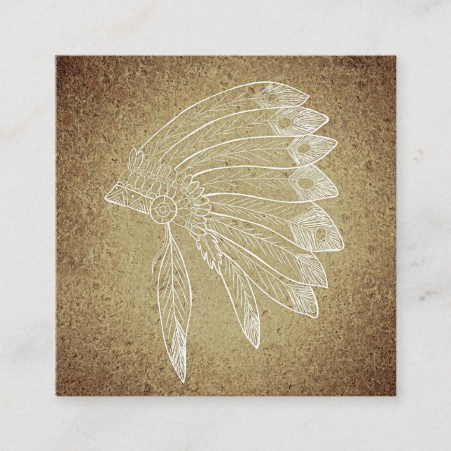 Affärskortet Native American Headdress Fyrkantigt Visitkort (Framsida)