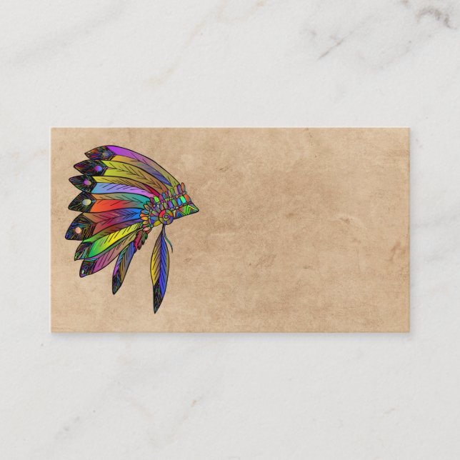 Affärskortet Native American Headdress Visitkort (Framsida)