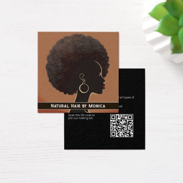 Affärskortet Natural African American Hair Salon Fyrkantigt Visitkort (Skivbord)