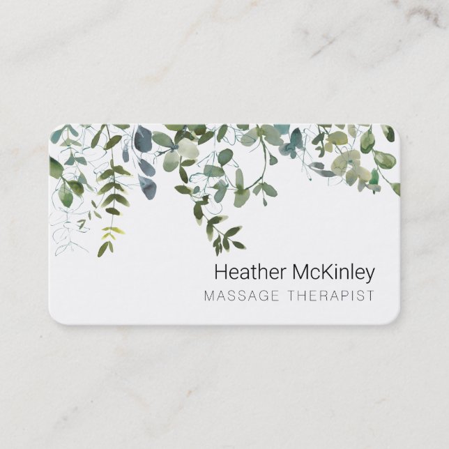 Affärskortet Nature Inspired Eucalyptus Greenery Tidsbeställning Kort (Framsida)