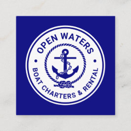 Affärskortet Nautical Marina Boat Charter Logotyp Fyrkantigt Visitkort