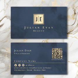 Affärskortet Navy Blue Guld Luxury Monogram Visitkort