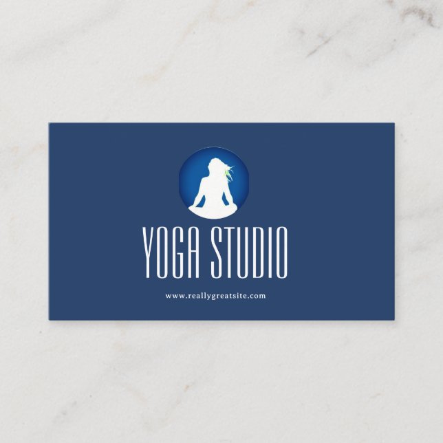 Affärskortet Navy Blue Hälsa Yoga Studio  Visitkort (Framsida)