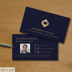 Affärskortet Navy Blue Real Gods Agent Photo Visitkort