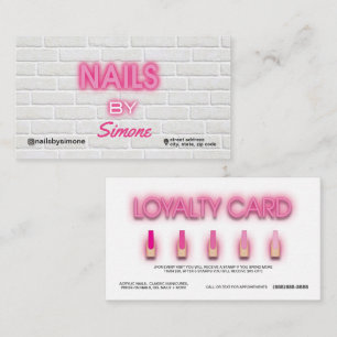 Affärskortet Neon & Brick Background Nail Artist Visitkort