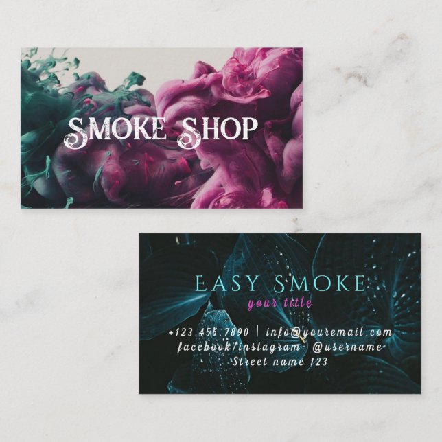 Affärskortet Neon Smoke Shop Visitkort (Fram/baksida)