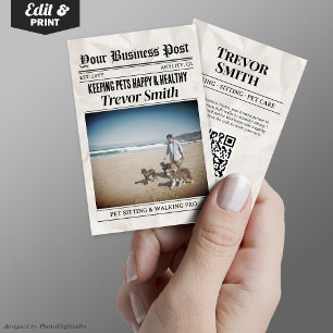 Affärskortet Newspaper, Pet Sitter and Dog Walker