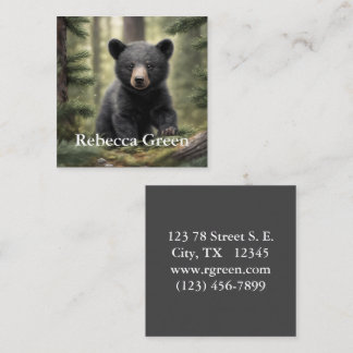 Affärskortet North Skogen Little Black Bear Unge Fyrkantigt Visitkort