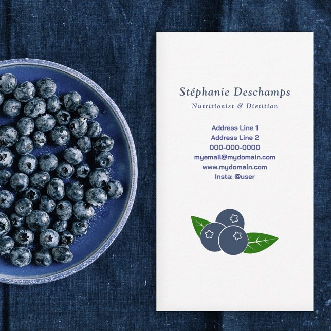 Affärskortet Nutritionist & Dietitian Blueberry Visitkort (Nutritionist & Dietitian Blueberry Business Card)
