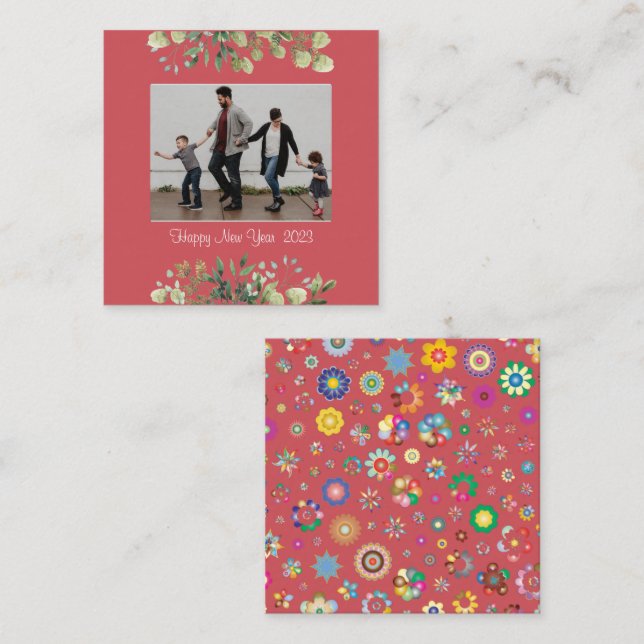 Affärskortet Nytt år Fyrkantigt Visitkort (Fram/baksida)