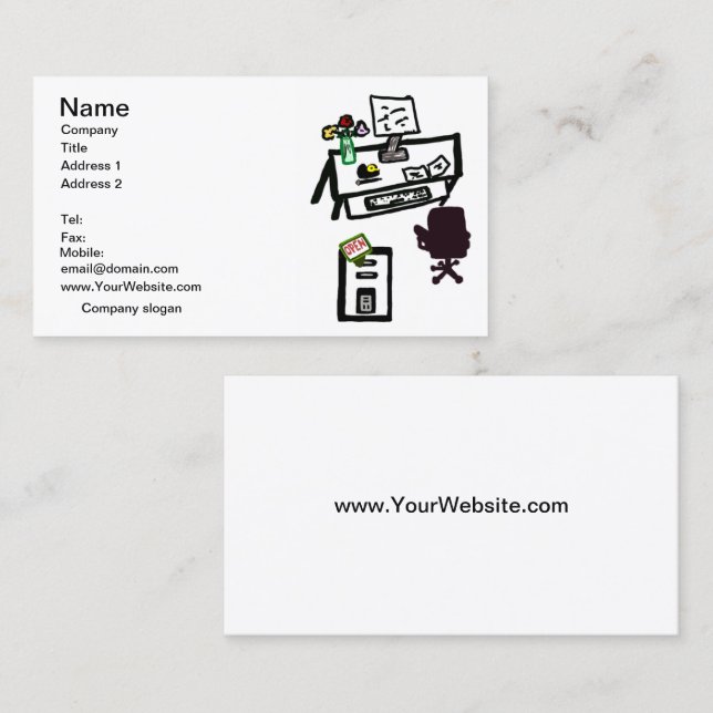 Affärskortet Office är OPEN Computer Desk Set Visitkort (Fram/baksida)