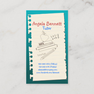 Affärskortet One Page Doodle Tutor Turcouise Visitkort