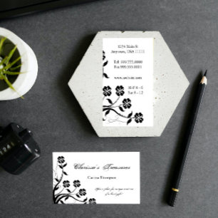 Affärskortet Onyx Blommigt Swirl Visitkort