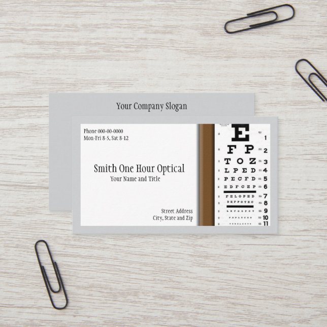 Affärskortet Optometrister Visitkort (Fram/Back In Situ)
