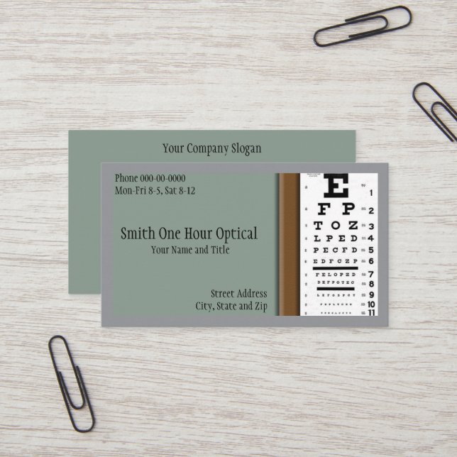 Affärskortet Optometrister Visitkort (Fram/Back In Situ)