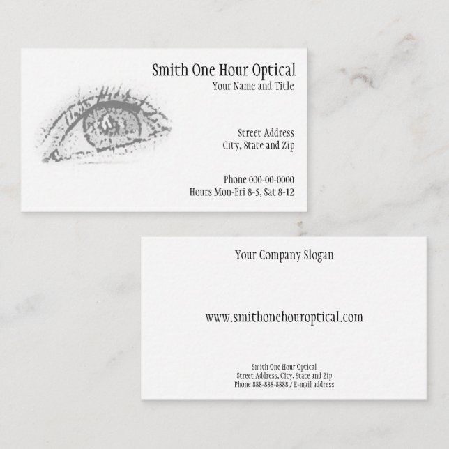 Affärskortet Optometrister Visitkort (Fram/baksida)
