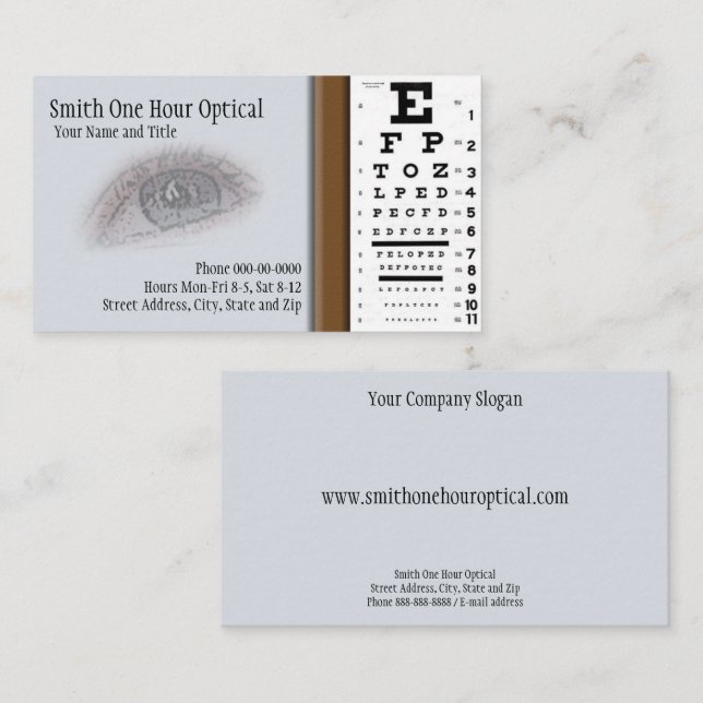Affärskortet Optometrister Visitkort (Fram/baksida)