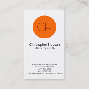 Affärskortet orange Circle White Monogram Visitkort