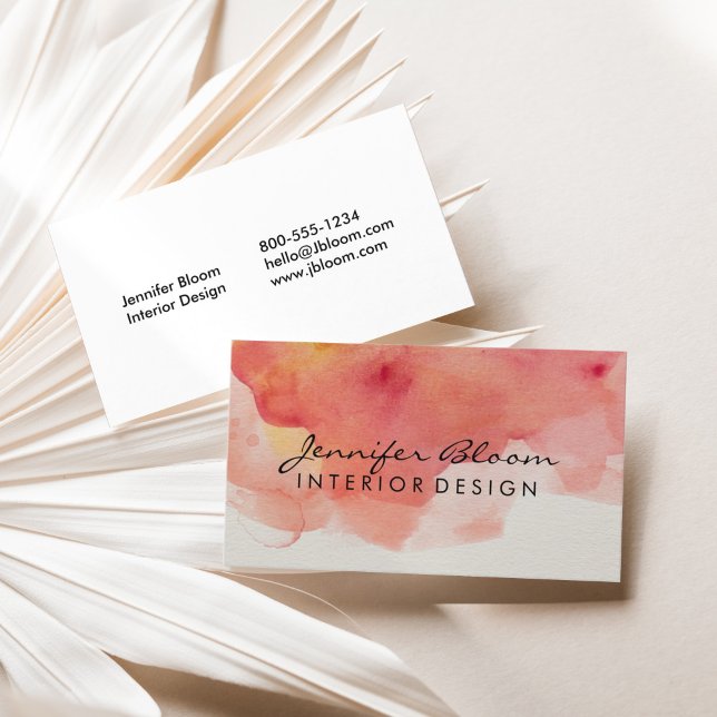 Affärskortet orange, Rosa och Röda vattenfärger Visitkort (Orange, Pink and Red Watercolor Business Card)