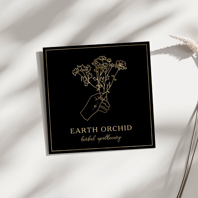 Affärskortet örter + Blommigt Apothekerkvadrat Fyrkantigt Visitkort (Skapare uppladdad)