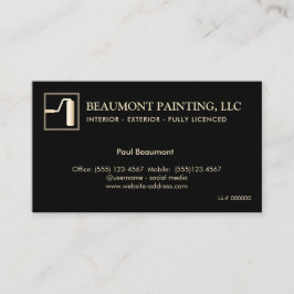 Affärskortet Painter Black Guld Paint Roller Visitkort