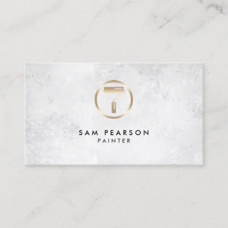 Affärskortet Painter Guld Paint Roller Pensel Icon Visitkort