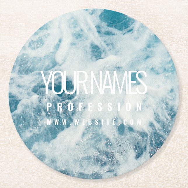 AFFÄRSKORTET pappert UNDERLÄGG: VATTEN Underlägg Papper Rund (Framsidan)