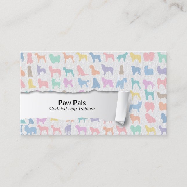 Affärskortet Pastel Hund Silhouettes Hund Trainer Visitkort (Framsida)