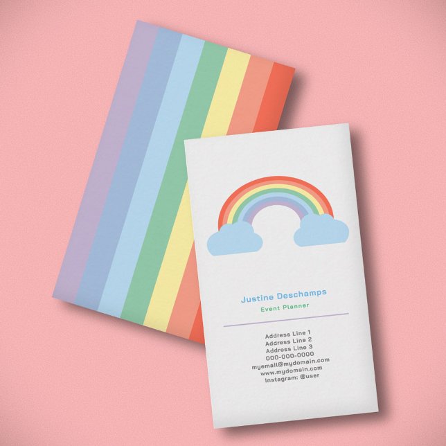 Affärskortet Pastel Rainbow Lodrät Visitkort (Rainbow Business Card)