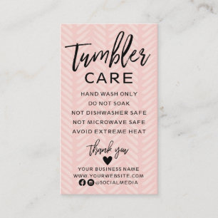 Affärskortet Peach Rosa Tumbler Care Instructions Visitkort