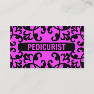 Affärskortet Pedicurist Shock rosa Damask Visitkort