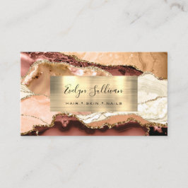 Affärskortet Persikofärgad och Guld Agate Visitkort