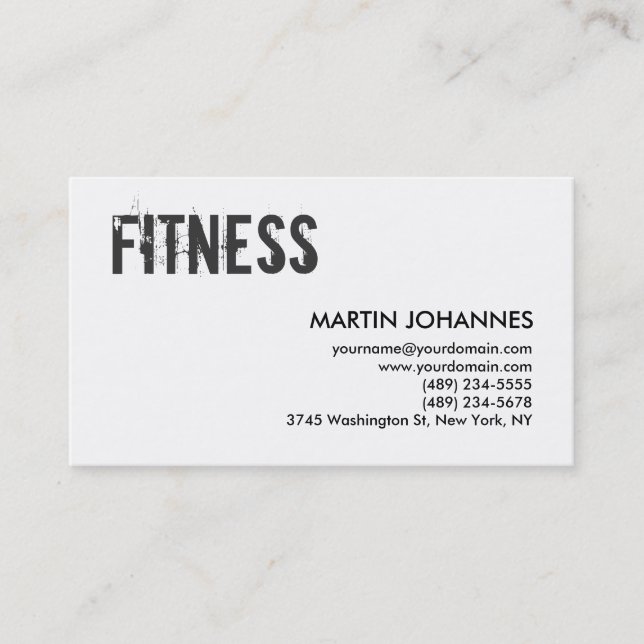 Affärskortet Personal Trainer Grått Black White Visitkort (Framsida)