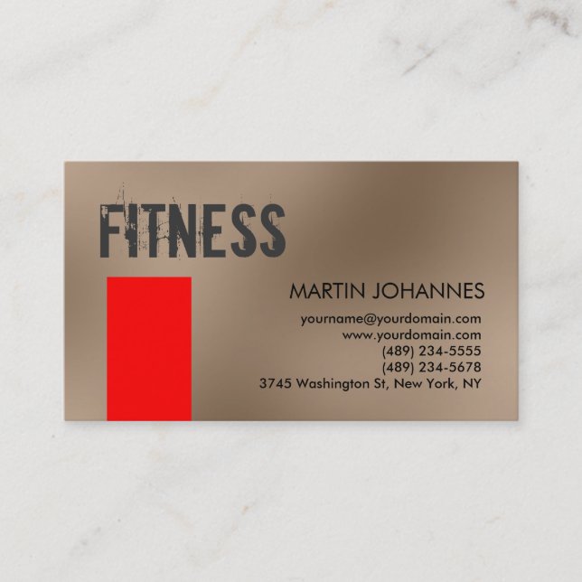Affärskortet Personal Trainer Red Beige Visitkort (Framsida)