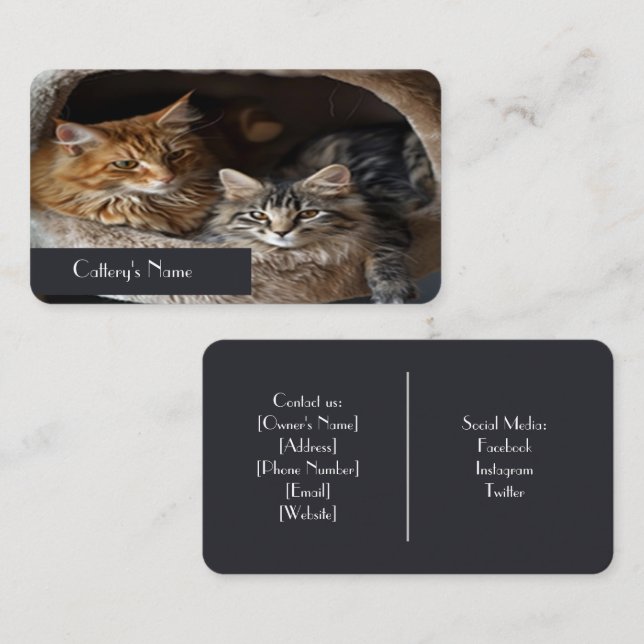 Affärskortet personlig Cattery Visitkort (Fram/baksida)