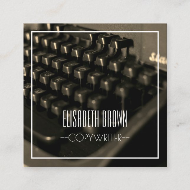Affärskortet personlig Copywriter Typewriter Fyrkantigt Visitkort (Framsida)