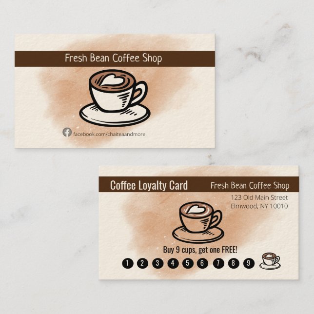 Affärskortet personlig Small Coffee Shop Visitkort (Fram/baksida)