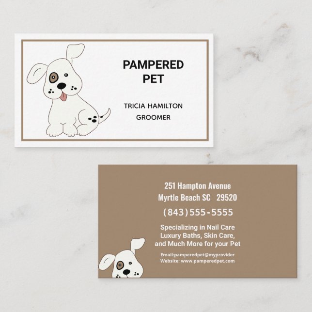 Affärskortet Pet Groomer/ Vet Visitkort (Fram/baksida)