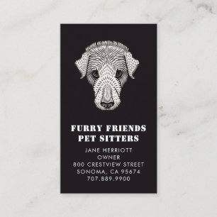 Affärskortet Pet Sitter White on Black Visitkort