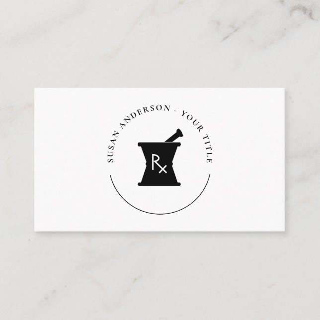 Affärskortet Pharmacy Mortar Pestle Logotyp Visitkort (Framsida)