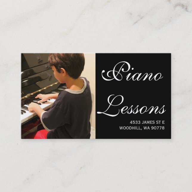 Affärskortet Piano Lessons, Music, Instruments Visitkort (Framsida)