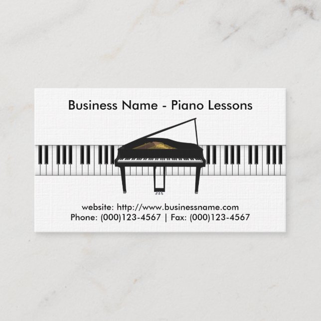 Affärskortet Piano Lessons: Piano 3D-modellen Visitkort (Framsida)