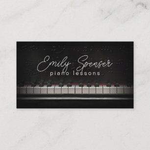 Affärskortet Piano Music Teacher Black Visitkort
