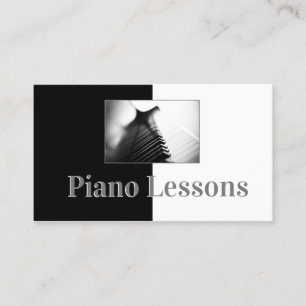 Affärskortet Piano Music Teacher Black & White Visitkort